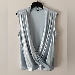 INC Shimmering Blue Drape Blouse